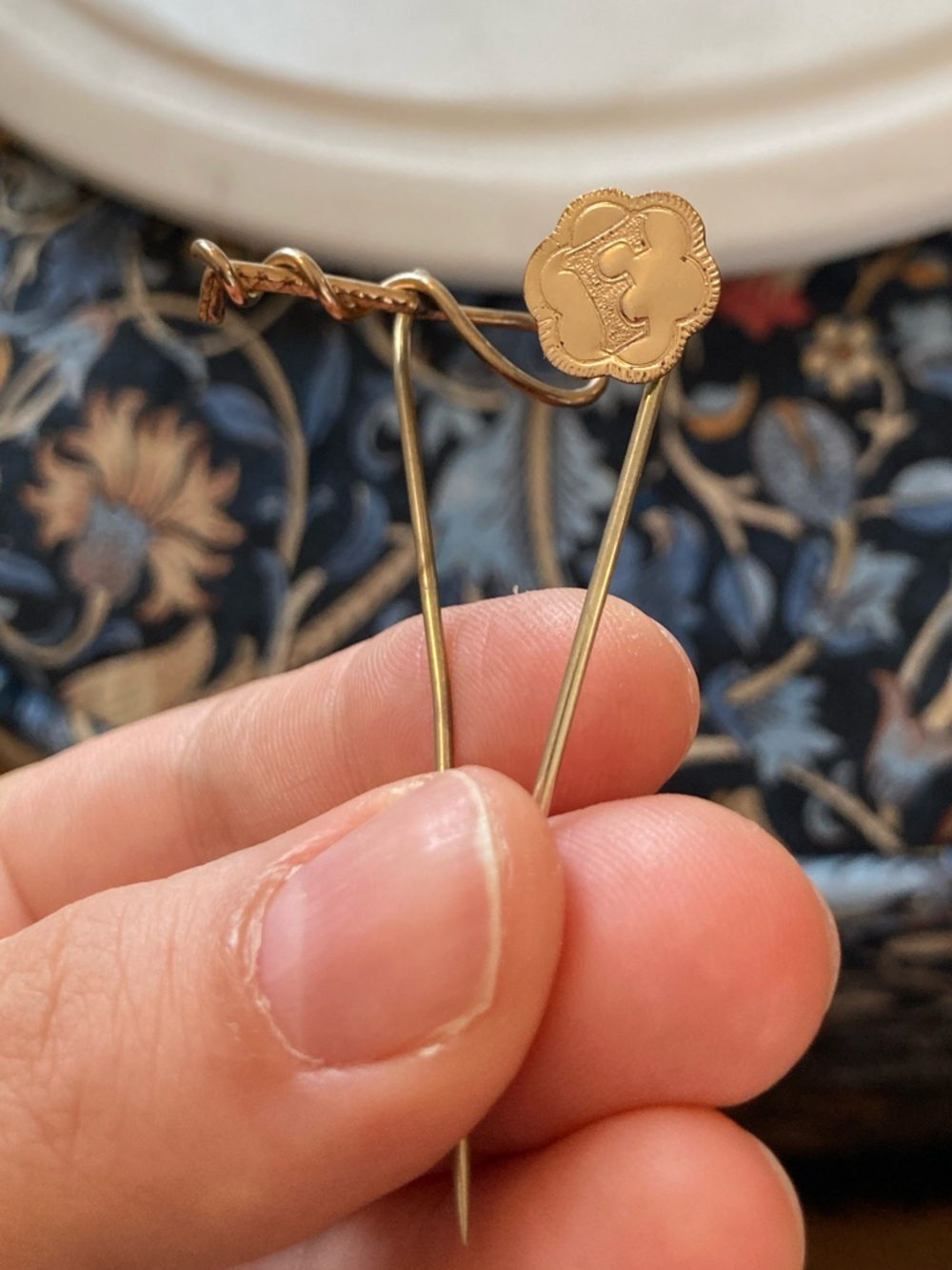 Antique Victorian Gold-Filled Cravat Pins/Stick Pins - Monogram “F”, Riding Crop